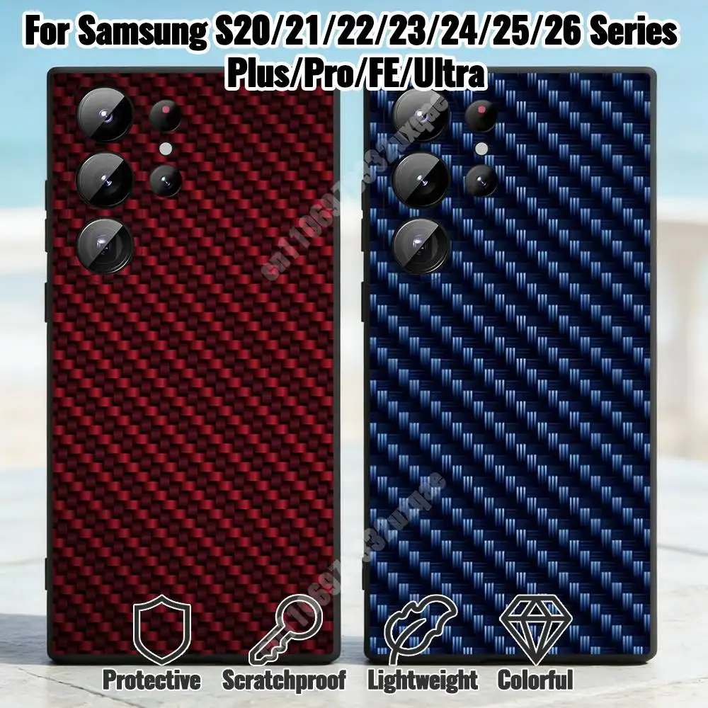 Industrial Carbon Fiber Pattern Phone  Case for Samsung Galaxy S21 22 Ultra Plus S23 S24 FE Lite S25 26 30 Fundas Matte