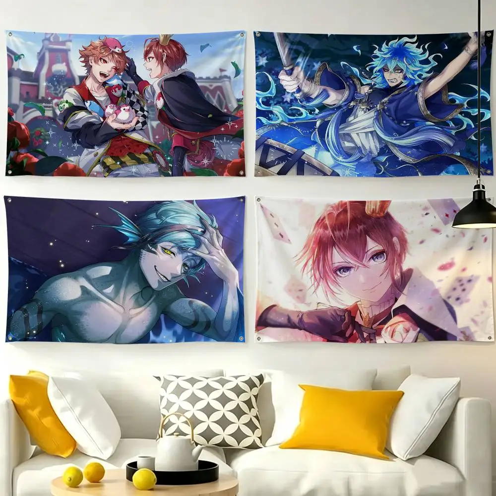 Twisted Wonderland Anime Game Character  Flags for Bedrooms Home Decor Items Outdoor Decors Garage Decoration Flaga