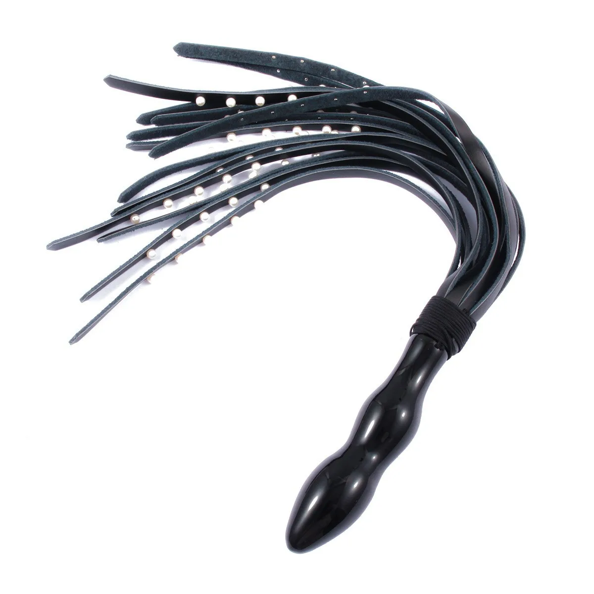 مقبض زجاجي 48 سم، سوط حصان من الجلد الطبيعي، سياط فلوجر للفروسين، سياط ركوب الخيل ﻿ الدعامة الطرف