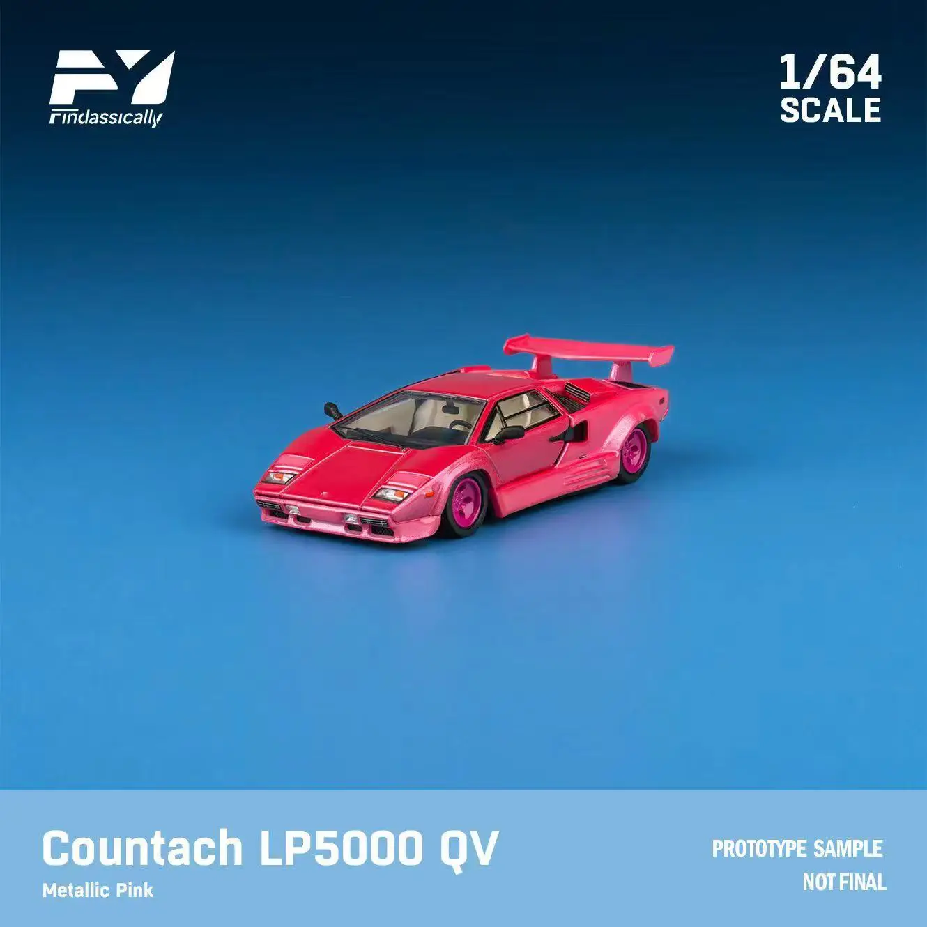 **Pre-order **Finclassically 1:64 Countach LP 5000 QV Red /Pink Limited Model Car