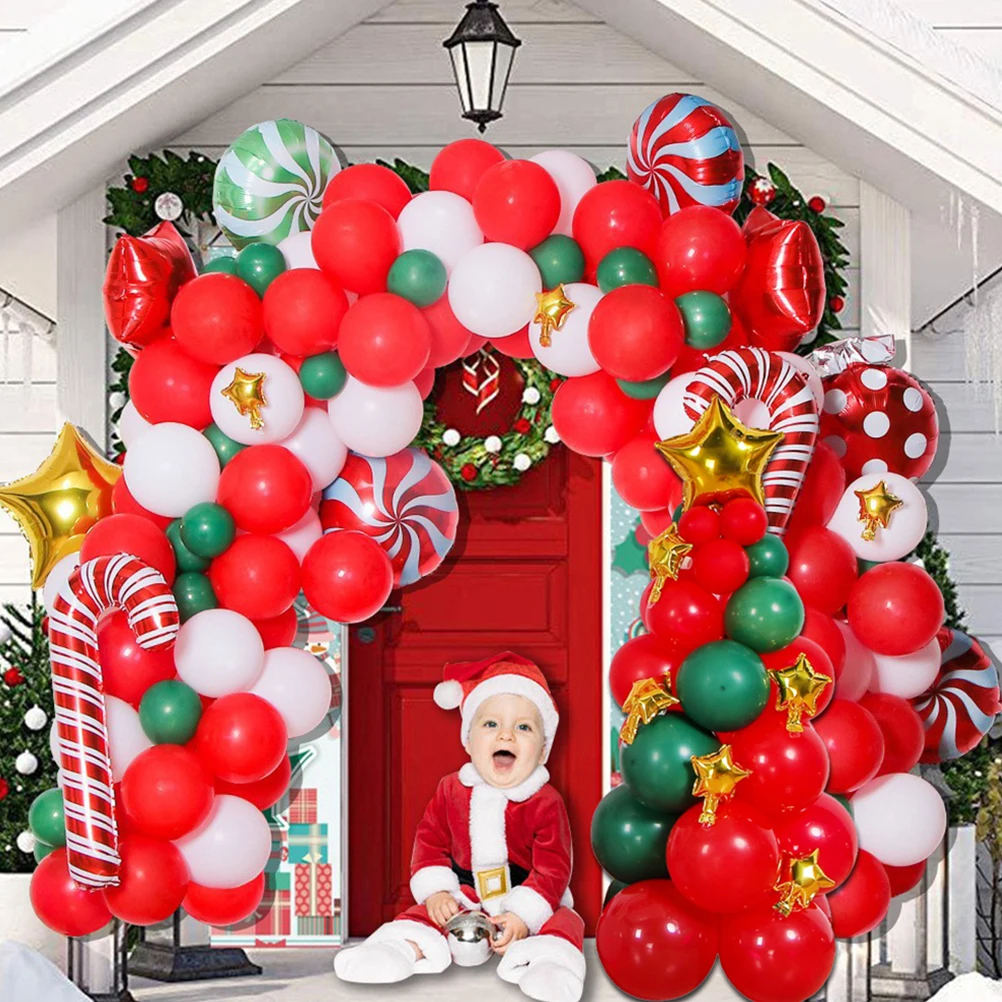 

1Set Christmas Tree Balloons Bright Colorful Latex and Aluminum Film Decorative Xmas Balloons for Party Festival Decor