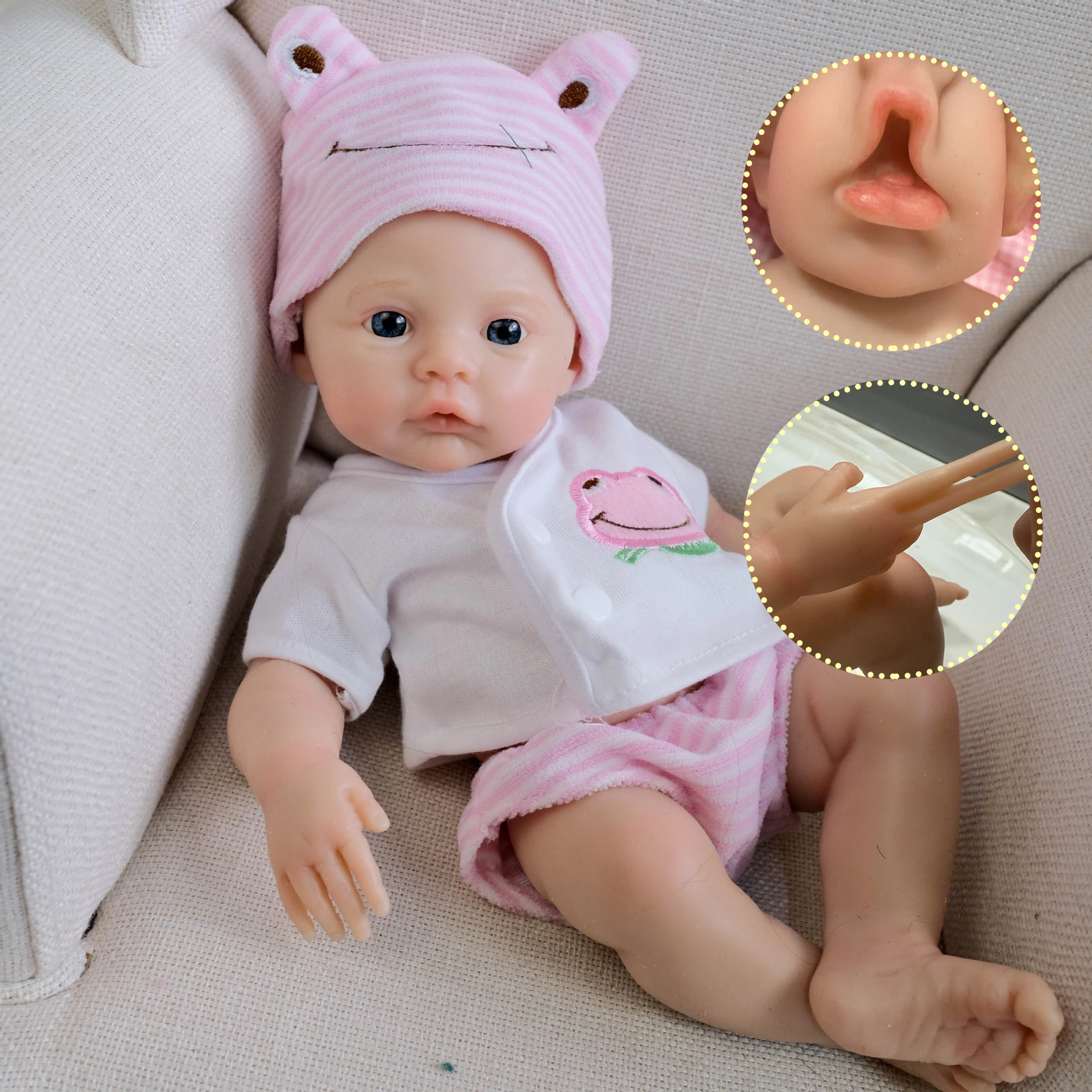 

12inch Mouth Can Open Super Soft Solid Platinum silicone Flexible Elastic Lifelike Reborn Doll Loulou Awake