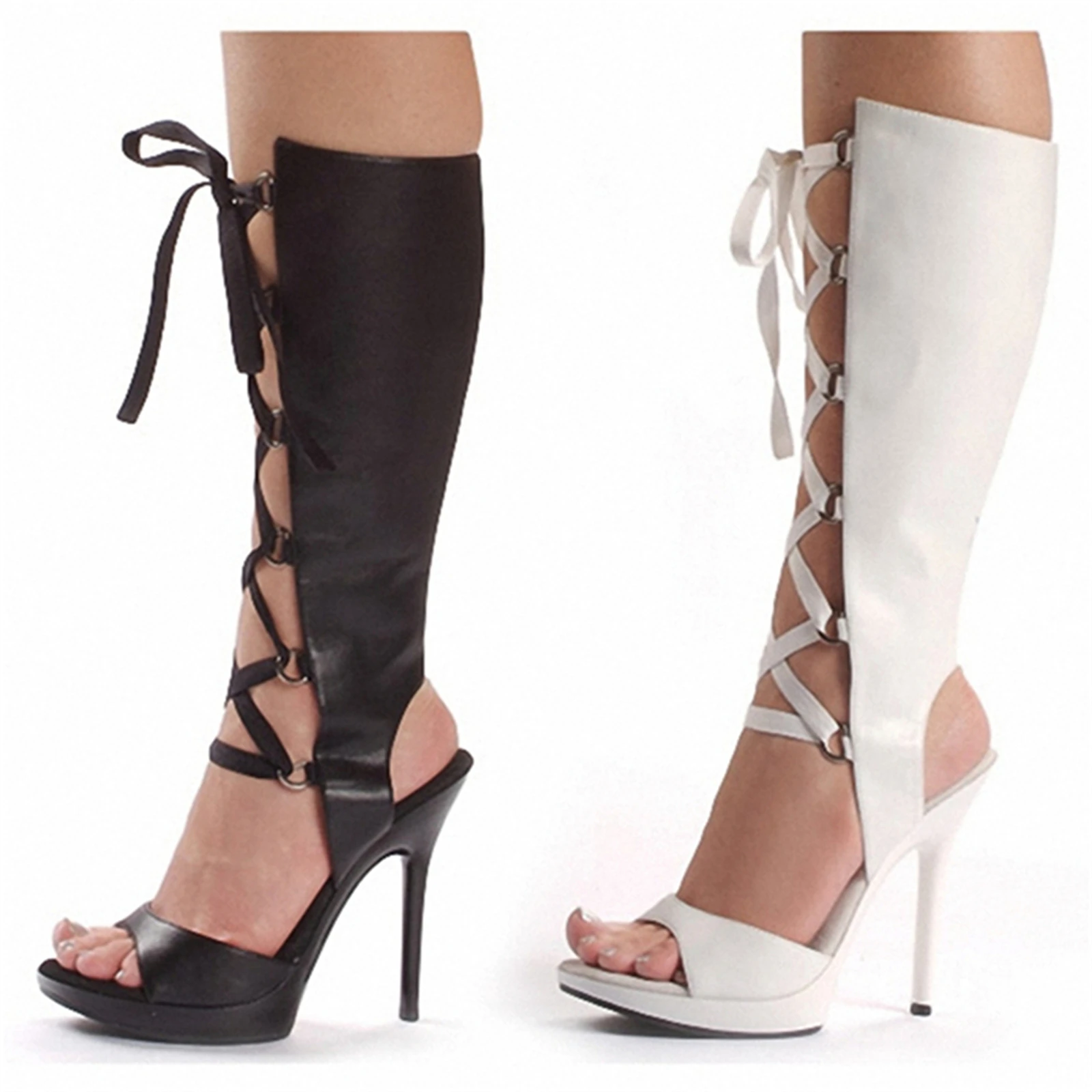 Botas altas hasta el muslo con tacón transparente de 13CM para mujer, botas sexis para fiesta y discoteca con plataforma de aguja de cristal blanco brillante, suela plateada, 2025