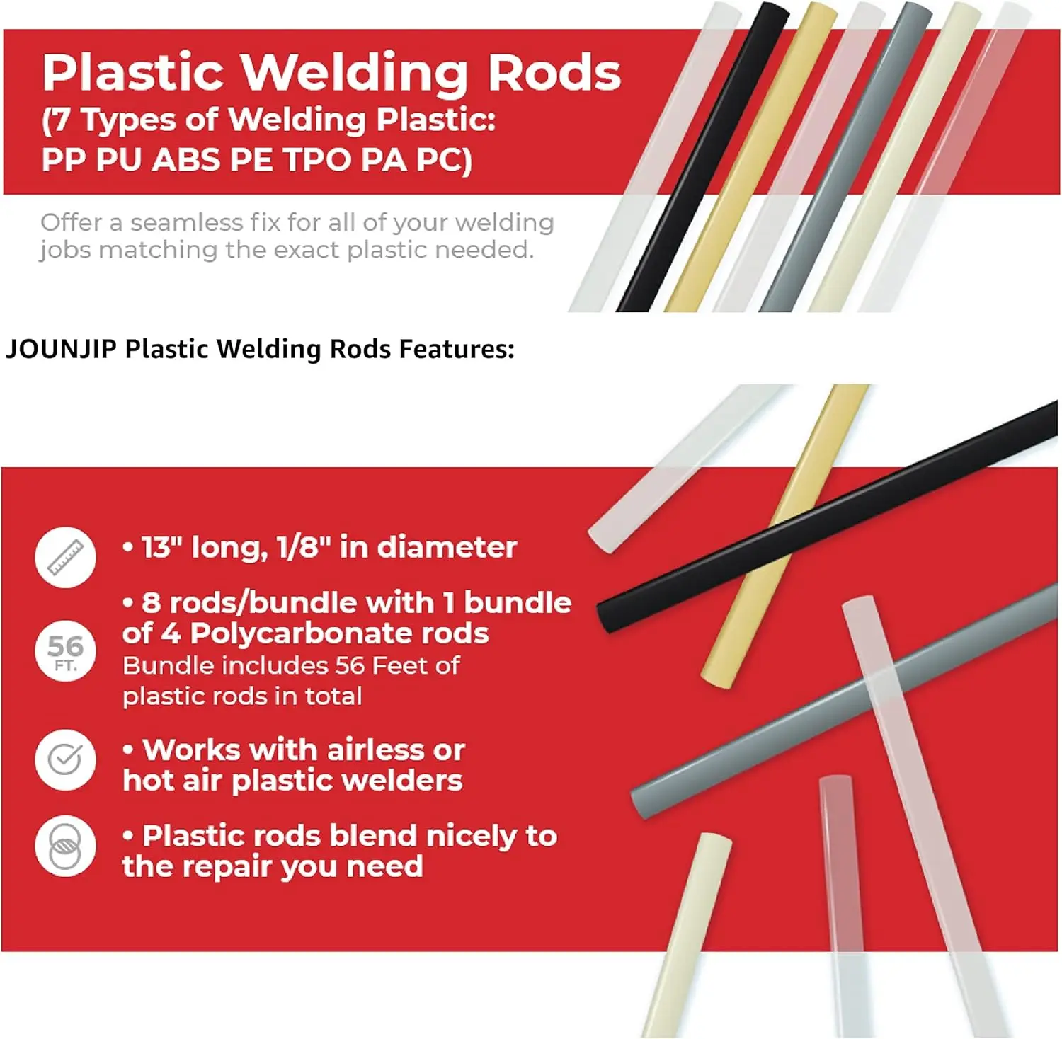 أسود أبيض 5x2.5 مللي متر قضبان لحام مجموعة ل PP/ABS/PVC/PE البلاستيك لحام بندقية سيارة الوفير إصلاح لوازم لحام 25 سنتيمتر #3