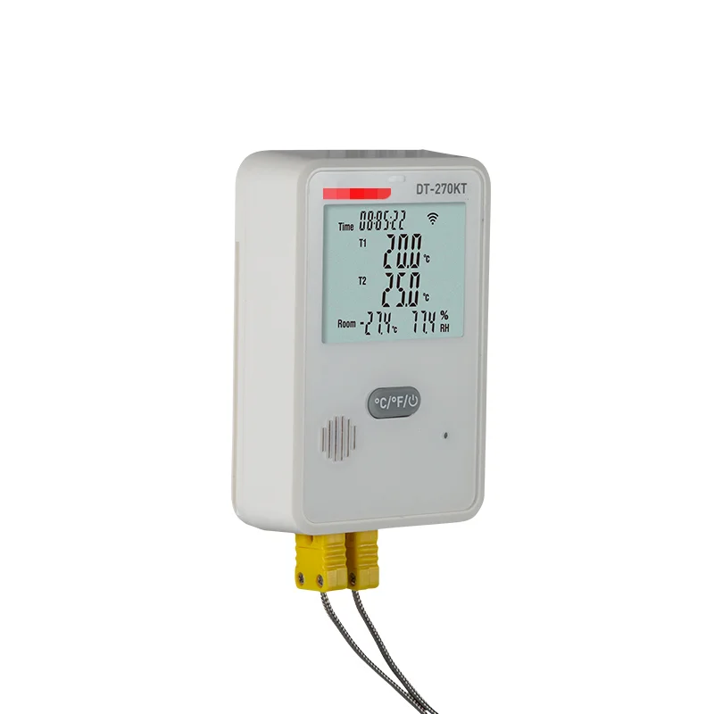 Industrial grade wireless high-precision temperature and humidity meter recorder dual probe K type measurement DT-270KT