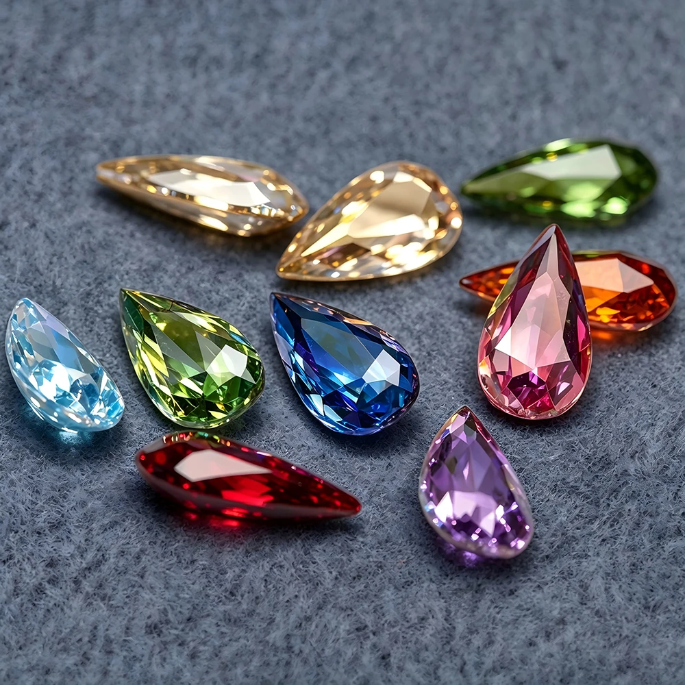 10PCS Teardrop 5A Nail Art Rhinestones Pointback Loose Manicure Decoration Glass Diamond DIY Crafts Supplies Beads