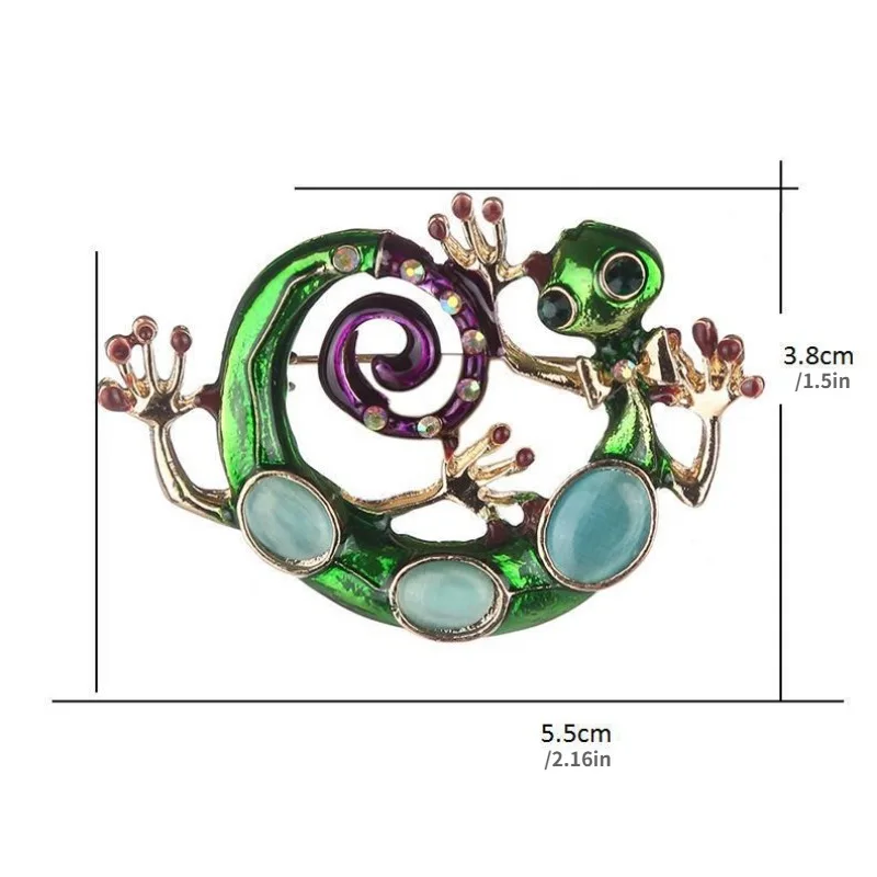 1Pc Blue Enamel Lizard Gecko Snake Brooch for Women Corsage Diamante Embellished Kihen Broach