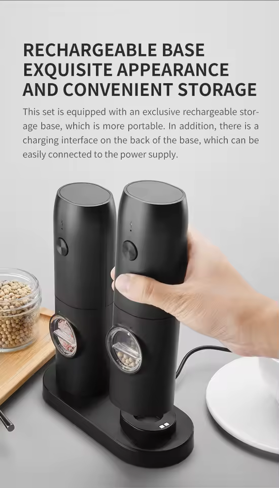 Live Simply electric grinder close-up showing metal body
