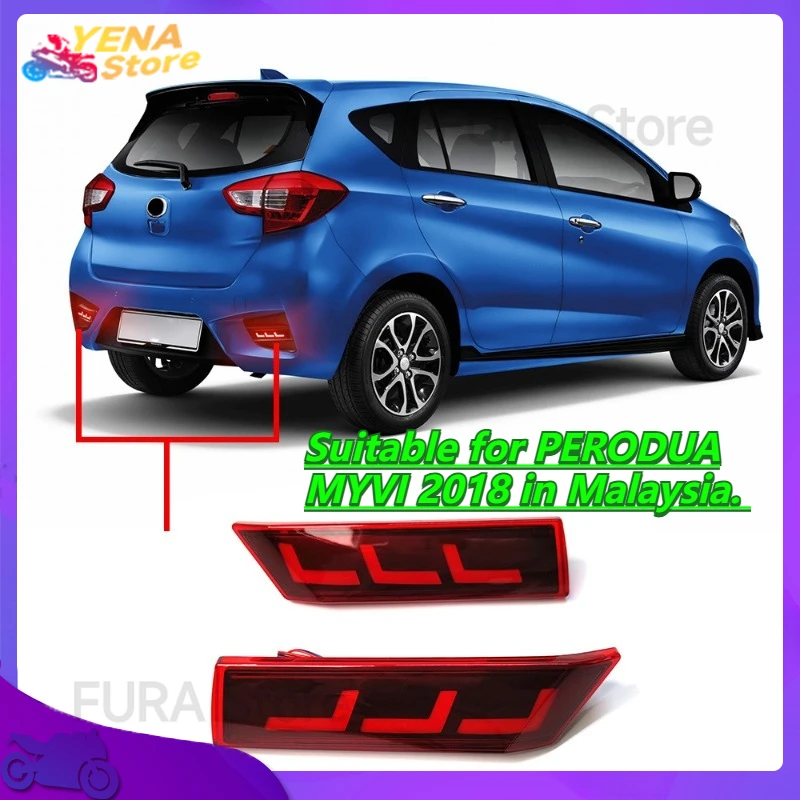 

Car flashing LED rear bumper lights and reflective taillights. Suitable for PERODUA MYVI 2018 in Malaysia.