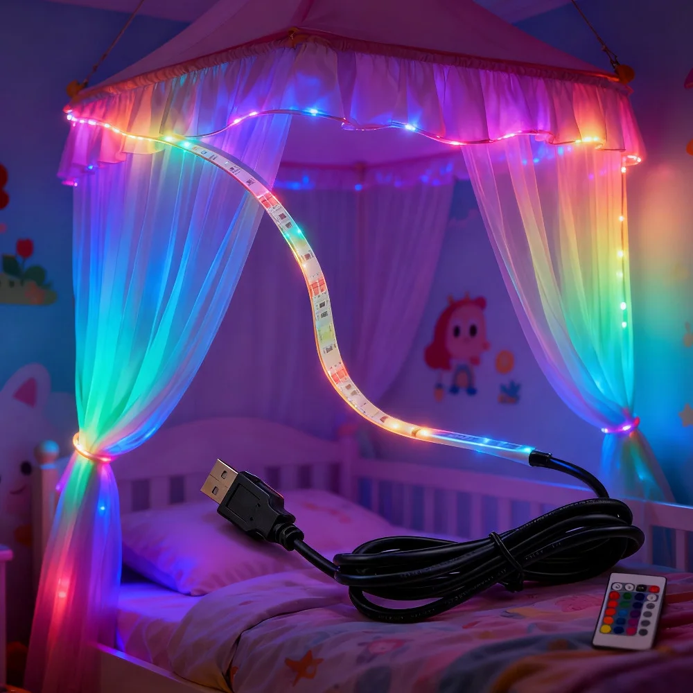 USB RGB LED Strip Lamp 16 colors DC5V SMD2835 waterproof Flexible LED Light DIY TV Background Lighting Home Decor Lamp