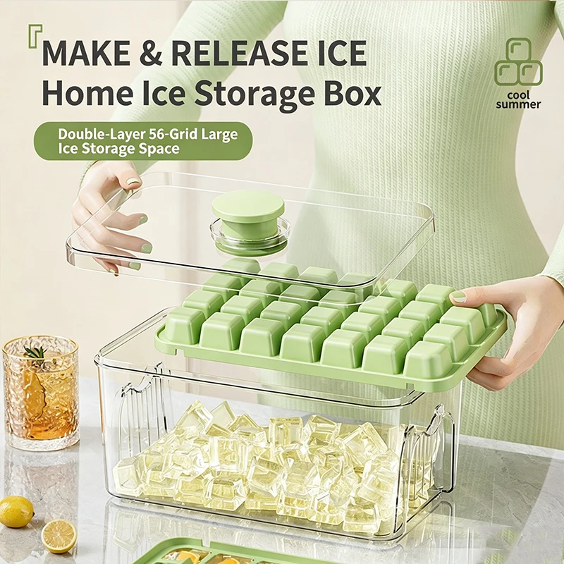 28/56 Grids Ice Cube Mold Multifunctional Pressing Ice Maker Easy Release Ice Cube Tray Portable Ice Box Houshold Kitchen Tool