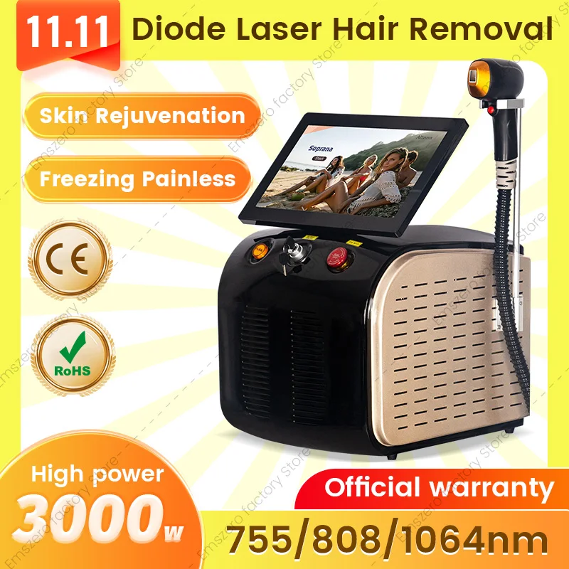 New Style Permanent Depilation 808NM 755NM 1064NM Diode Laser Hair Removal Machine Safe Depilation Ice Platinum