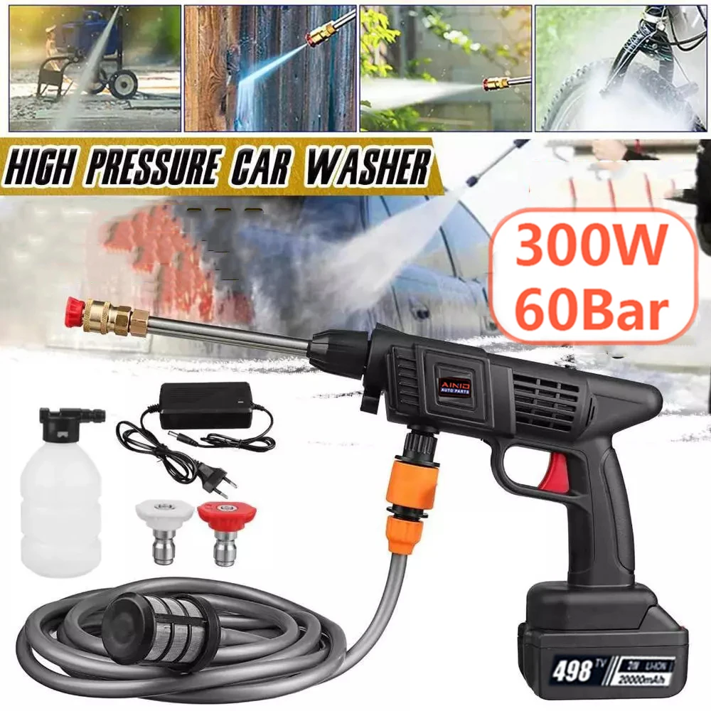 Cordless High Pressure Car Wash Gun 30000mAh With Liion Battery Foam Generator Water Gun Spray Cleaner for Car Washing Machine