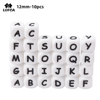 LOFCA 10pcs 12MM Silicone Letters Beads DIY jewelry accessoriesFor To Make Bracelets  English Alphabet Beads BPA Free Food grade