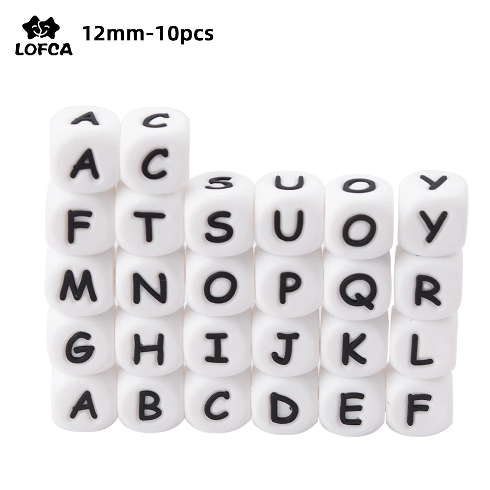 LOFCA 10 sztuk 12MM silikonowe litery koraliki DIY biżuteria akcesoria do wyrobu bransoletek alfabet angielski koraliki BPA Free Food grade