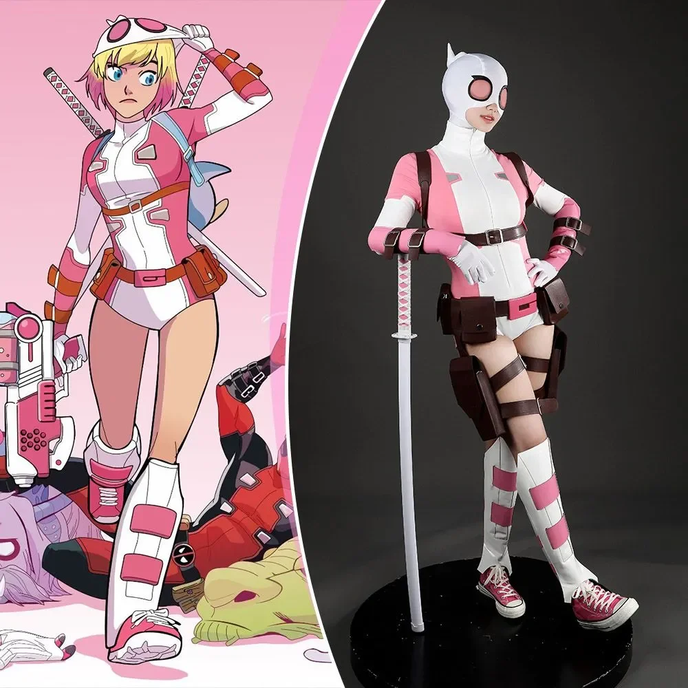 

Gwenpool Cosplay Costume FemaleSuit Jumpsuit Halloween Outfit for Women Cosplay Full Set