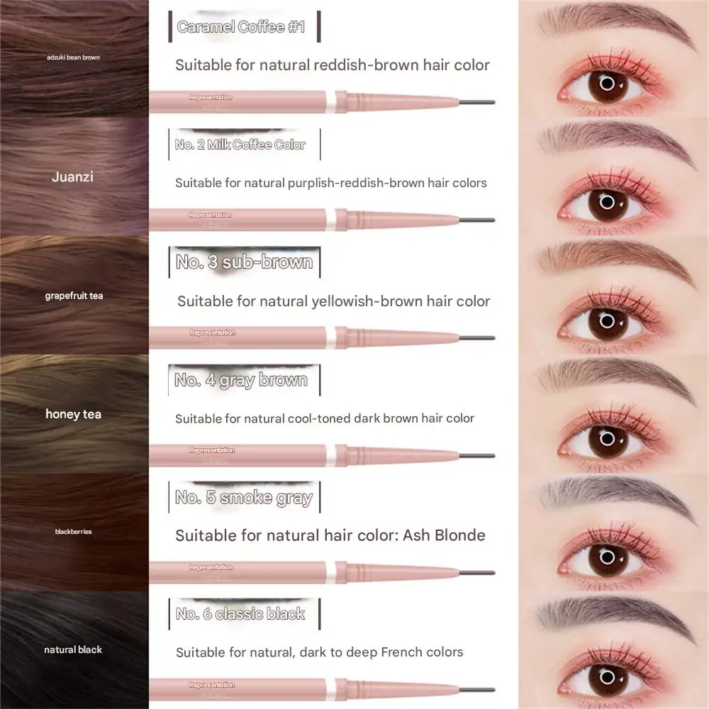 1,5 mm extrem feiner Augenbrauenstift, wasserfest, langlebig, schweißfest, automatisch drehbar, mit Pinsel, natürliches koreanisches Augenbrauen-Make-up, 1/3 Stück – Detail 4