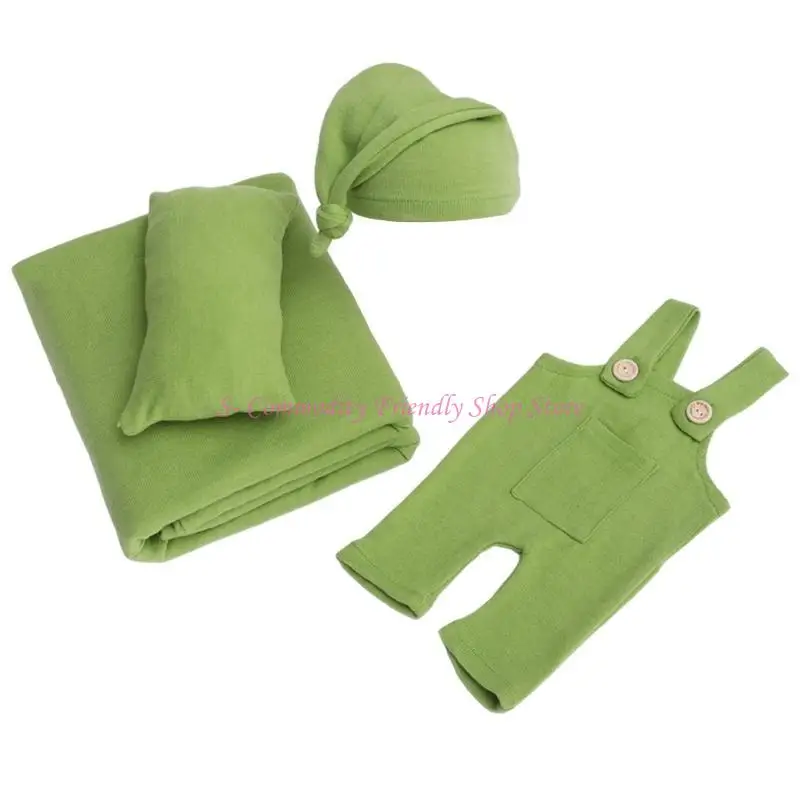 85AE Baby Swaddles with Pillow & Hat set Newborn Swaddles Pillow Hat Set for Photo