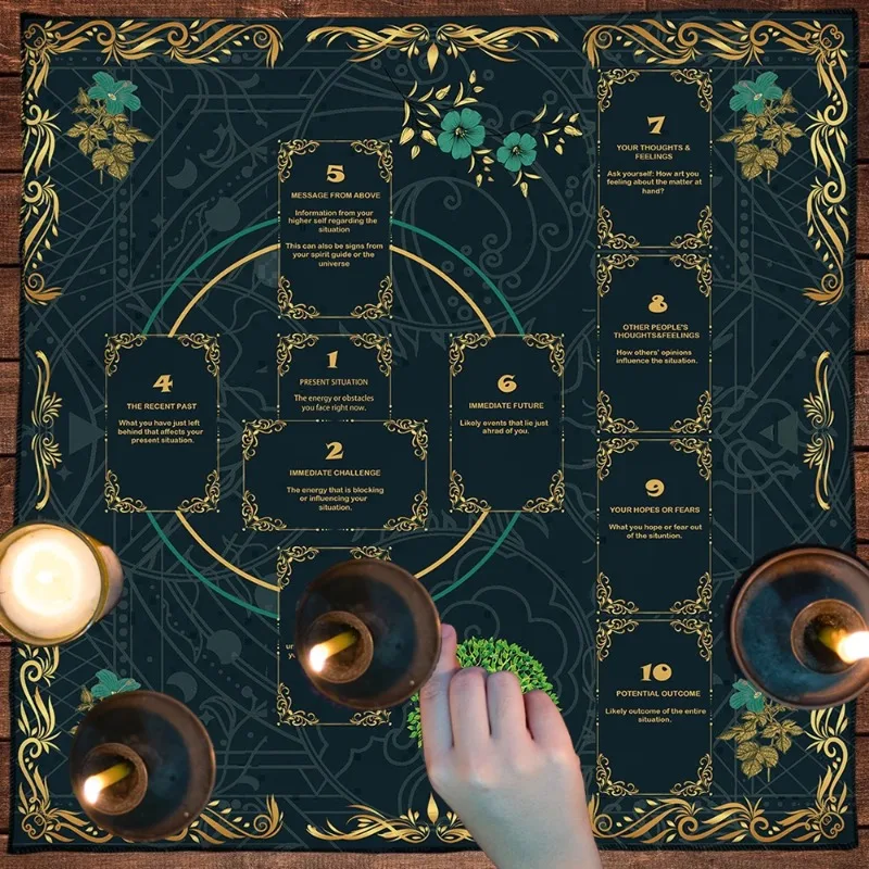 Green Tree Of Life Celtic Cross Tarot Card Tablecloth Altar Cloth Pagan Pendulum Witchcraft Astrology Card Mat Room Decor