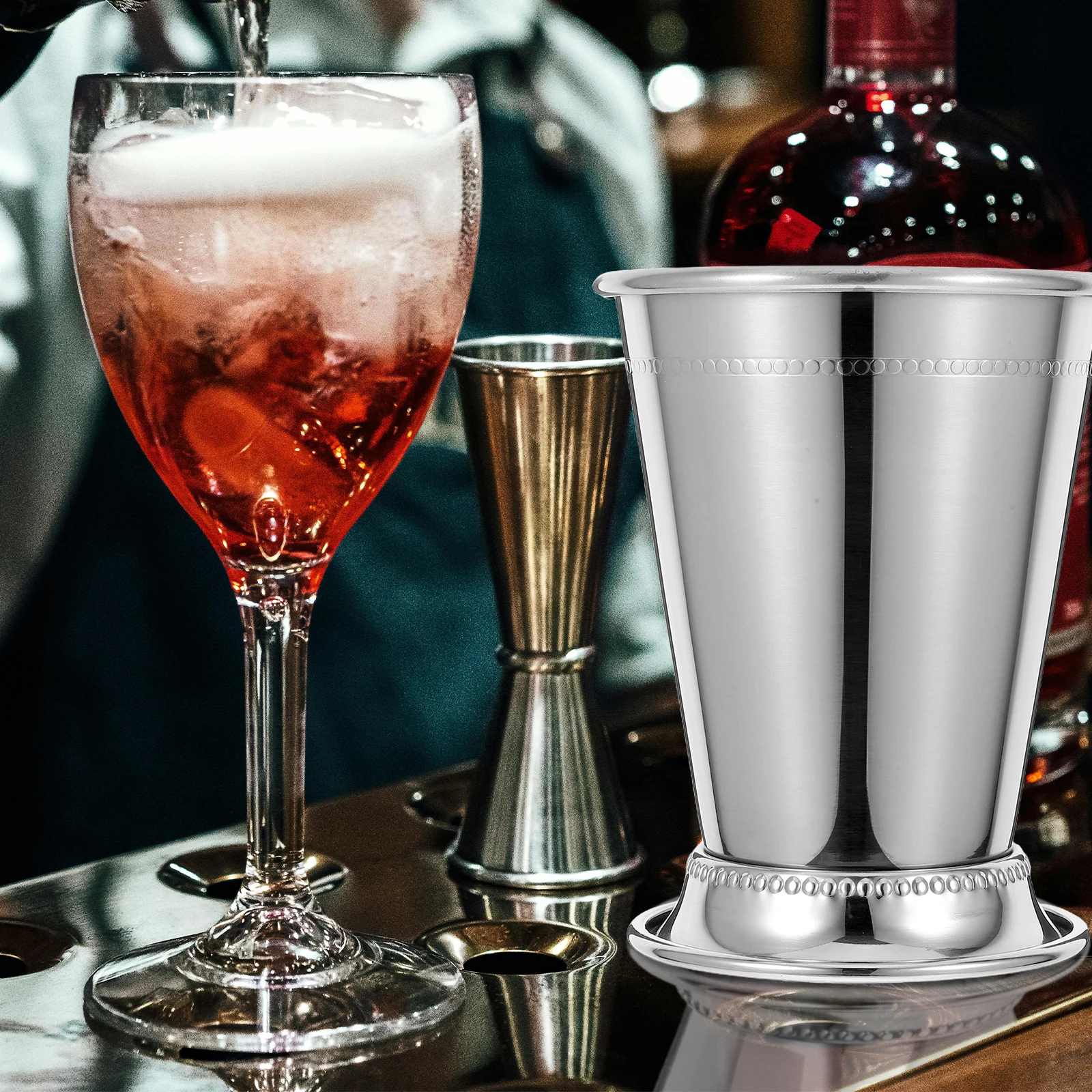 

Stainless Steel Cocktail Elegant Goblet 300-400Ml Vintage Metal Mixing For Cocktails Juices Sodas Home Gatherings Bar Wedding