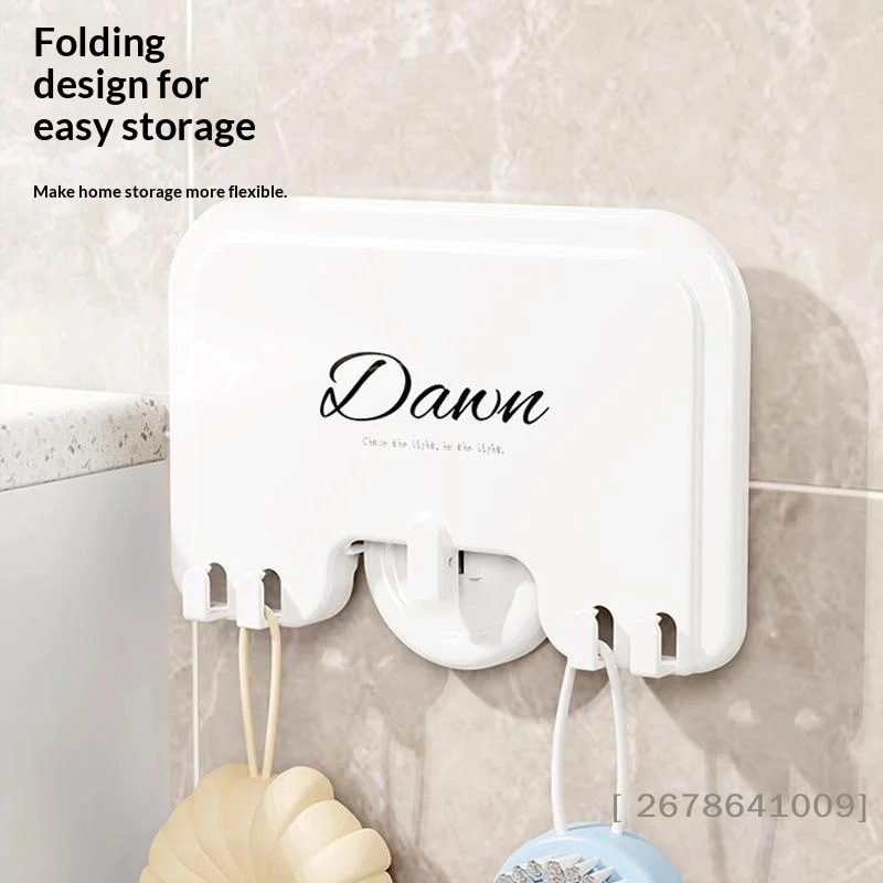 ⚑Foldable No Drill Wall Storage Shelf With Hooks For Bathroom Kitchen Holding Toiletries Phone Small Items