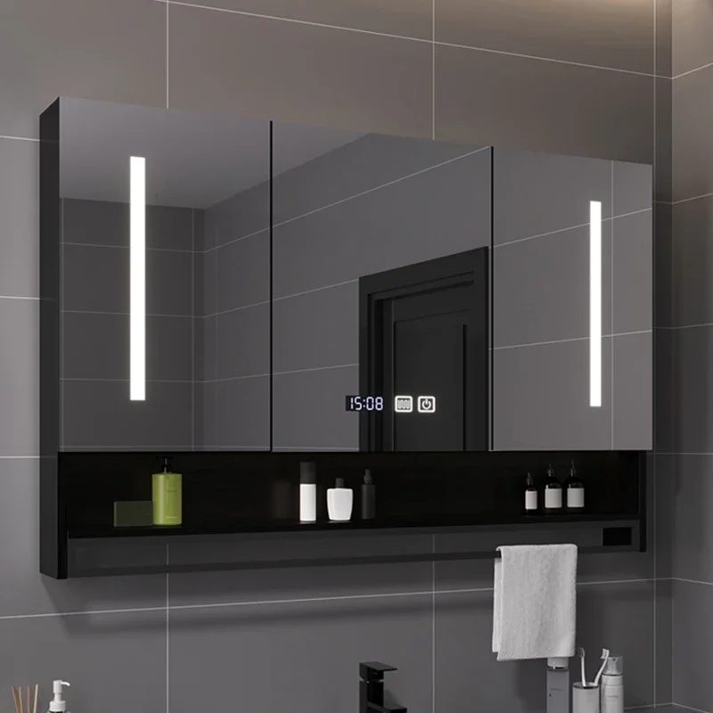 Nordic Defogging With Light Bathroom Cabinet Touch Multifunctional Bathroom Cabinet Modern Home Furniture Compartiment HBMC