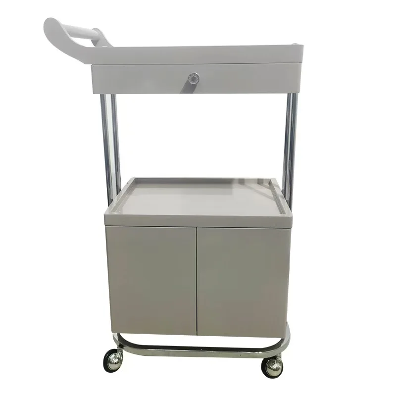 High-End Original Light Luxury Trolley for Beauty Salon Skin Management Car with Wooden Storage Shelf Metal Plastic Tool Car