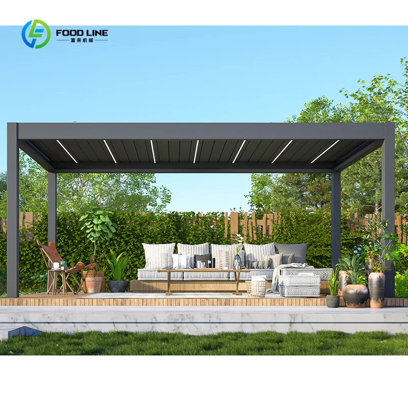 Powder Coated Aluminum Arched Pergola with LED Lighting for Garden Arbor Outdoor Custom