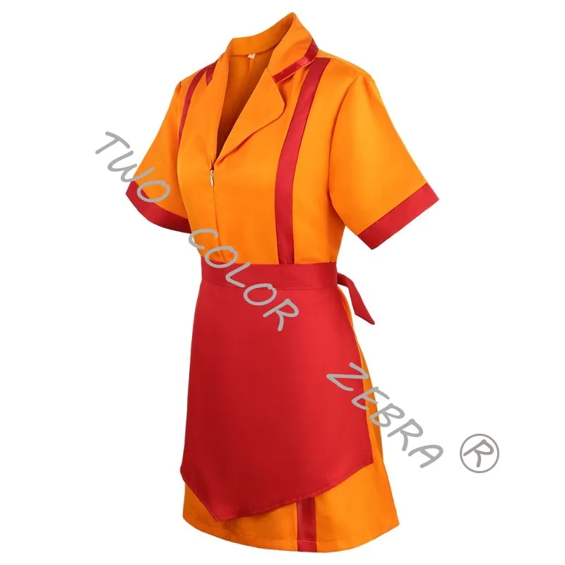 2 Broke Girls Max Caroline Cosplay Costume Waitress Maid Dress with Apron for Women Halloween Party Cosplay
