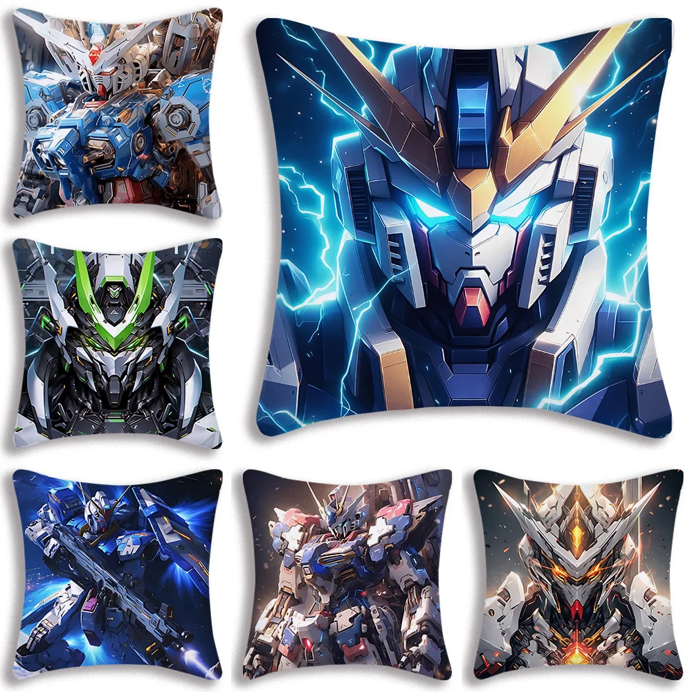 Anime Gundams Cool Pillow Covers Cartoon Sofa Decorative Home Double-sided Printing Short Plush Cute Cushion Cover