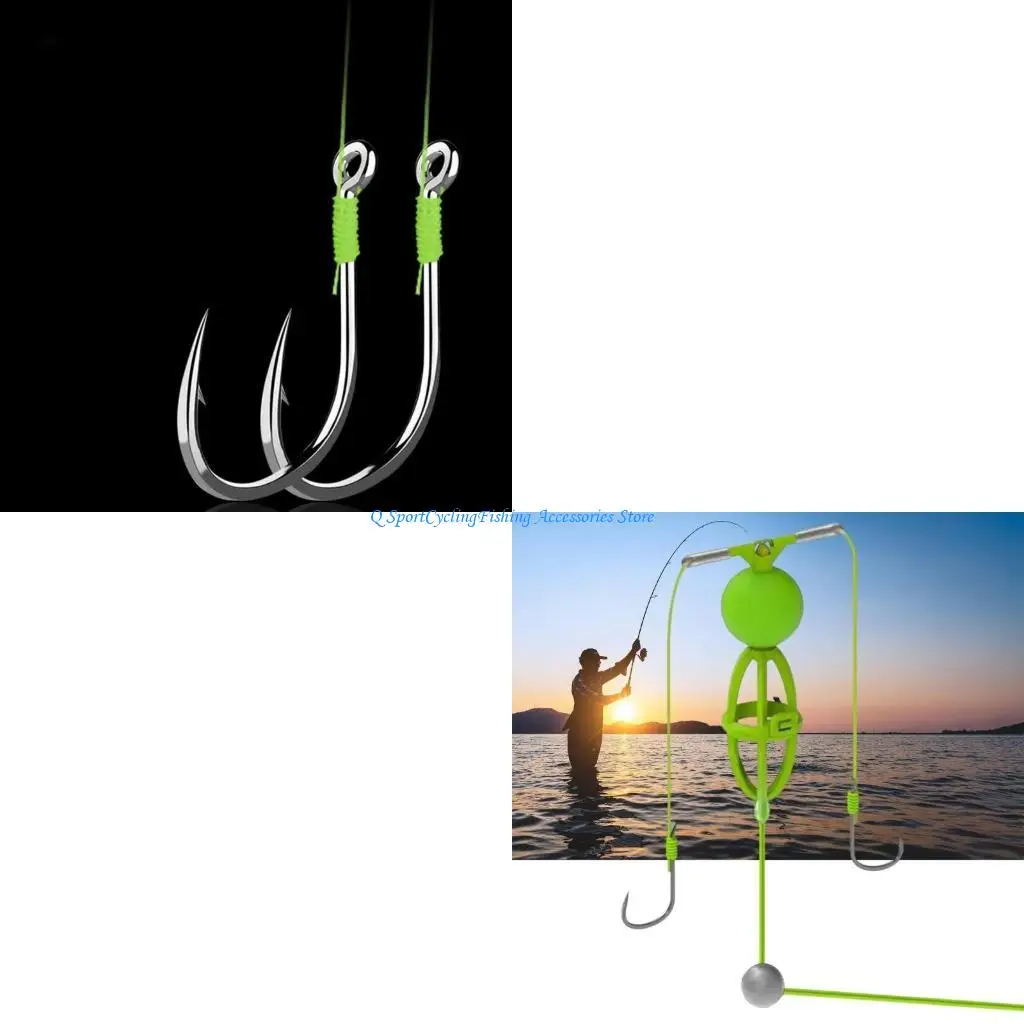 

String Hook Fishing Baits Cage Flexible Double Hook Fishing Line Set Easy to Use