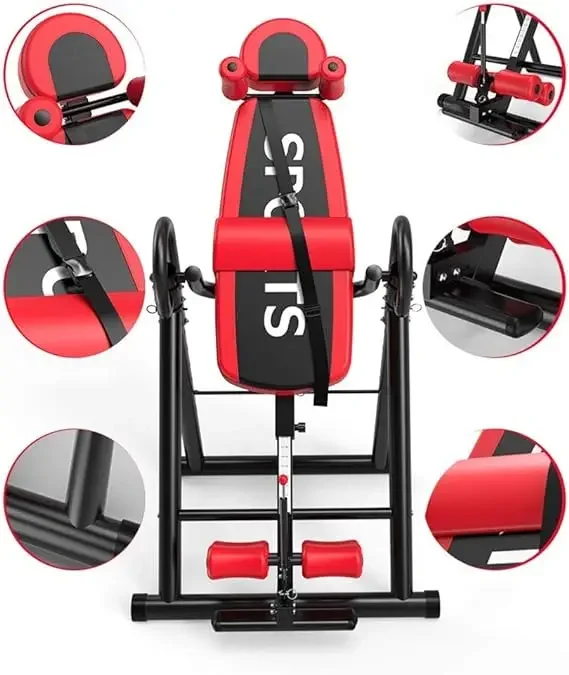 Home Body Exercise Fitness Gym Folding Gravity Top Inversion Therapy Table for Back Pain Relief with Adjustable Protective Belt