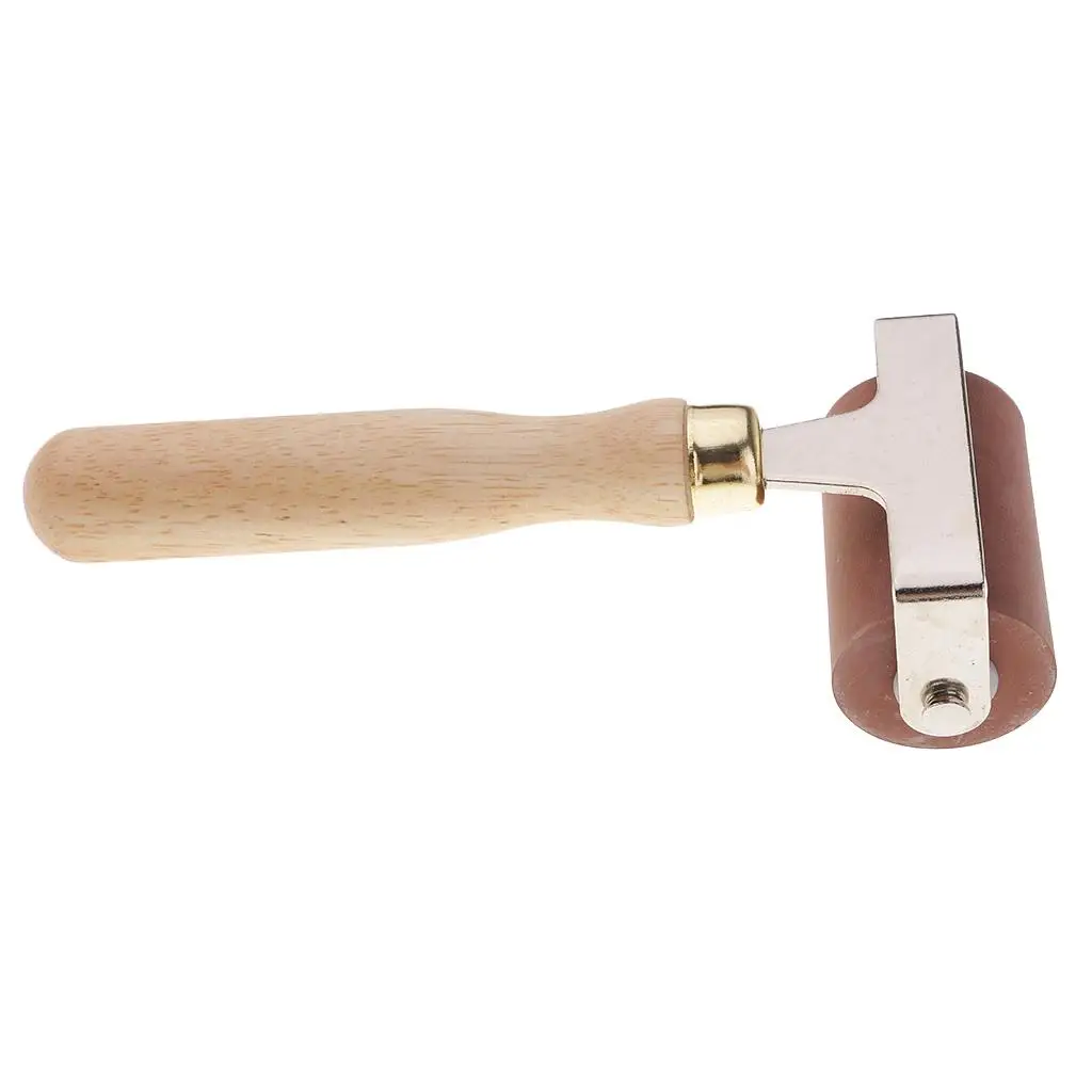 Decorative Rubber Paint Roller Brayer Hard Ink Roller Print Supplies with Wooden Handle for DIY Art Projects
