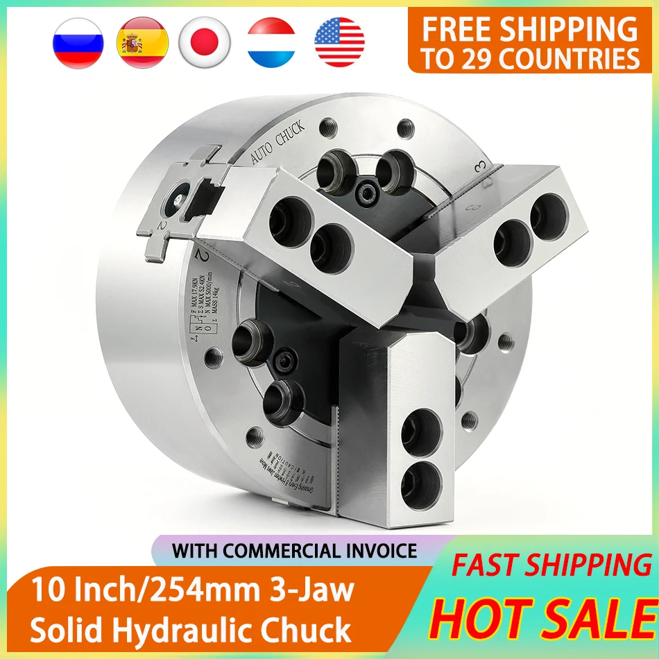 10 Inch 254mm Solid Hydraulic Power Chuck 3 Jaw Oil Pressure Chuck For Mechanical CNC Lathes With A8 Flange High Precision Chuck