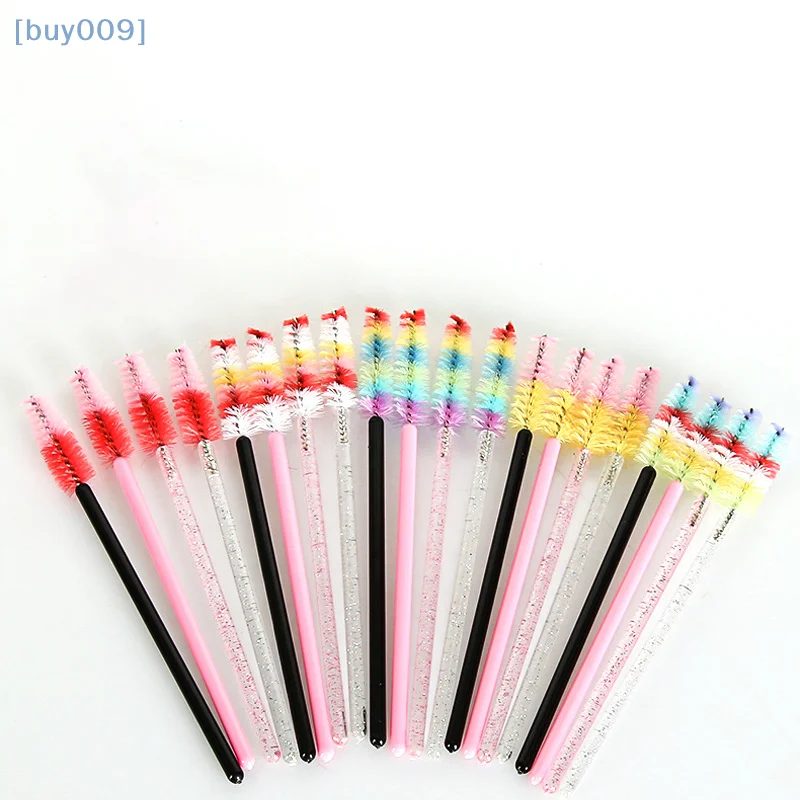 Peine desechable de cristal colorido para pestañas, 50 Uds., extensión de pestañas, varitas para rímel, maquillaje profesional, herramienta de belleza