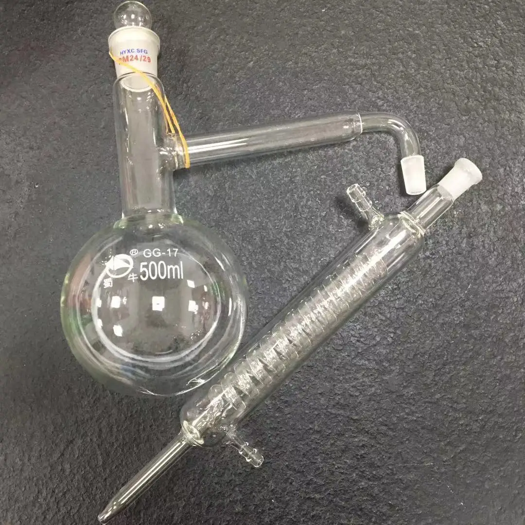 Full Glass Snake Tube Distiller Bottom Bottle, Distiller Flask 500ml24 #mouth 14 #plug, Distiller Flask 19 #
