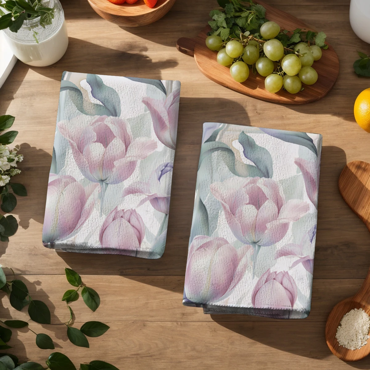Tulip Pattern Polyester Dish Cloth - Fade Resistant Machine Washable High Quality Kitchen Cleaning Cloth