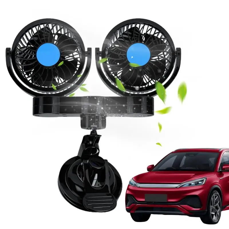 Electric Car Fans Electric Clip On Dual Head Auto Fans Rotatable Strong Wind Air Circulation Fan For Car Boat Sedan SUV Van