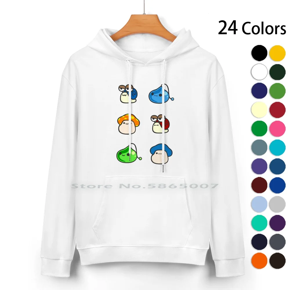 

Mini Maple Friends Pure Cotton Hoodie Sweater 24 Colors Maplestory Video Games Mushroom Snail Slime 100% Cotton Hooded