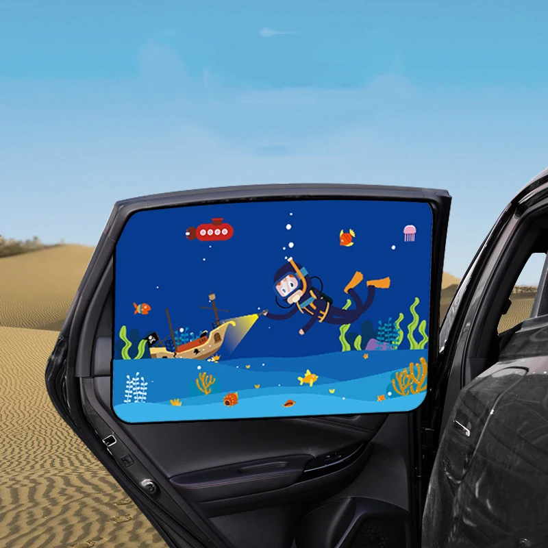 Car Sun Shade Car Window Sunshade Magnetic Parasol Ventanas Laterale Cartoon Child Protection Sun Protection For Car Curtain