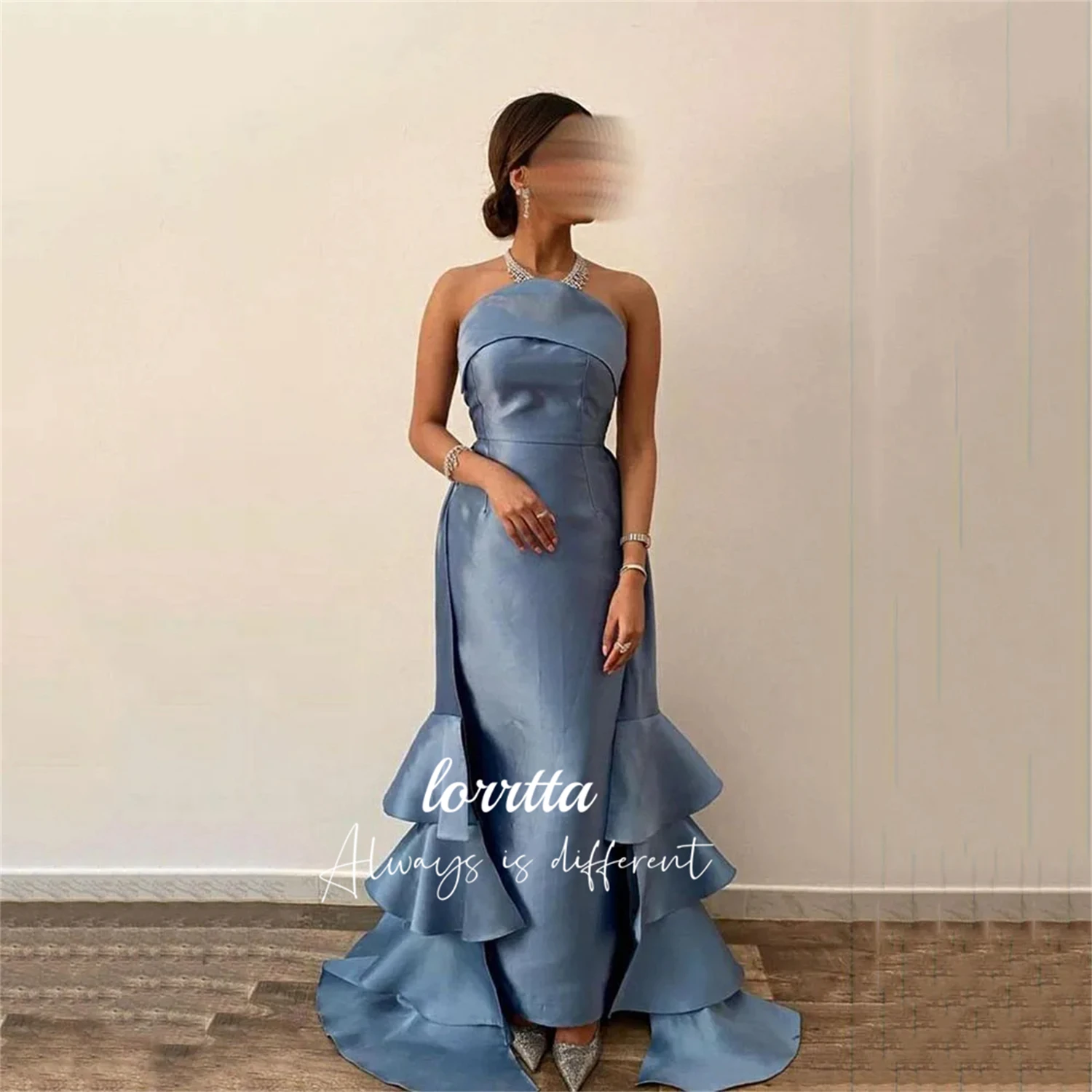 

Lorrtta Satin Evening Dress Mermaid Grace Gray Blue International Dresses for Formal Occasions Ball Gowns Robe De Soiree Femmes