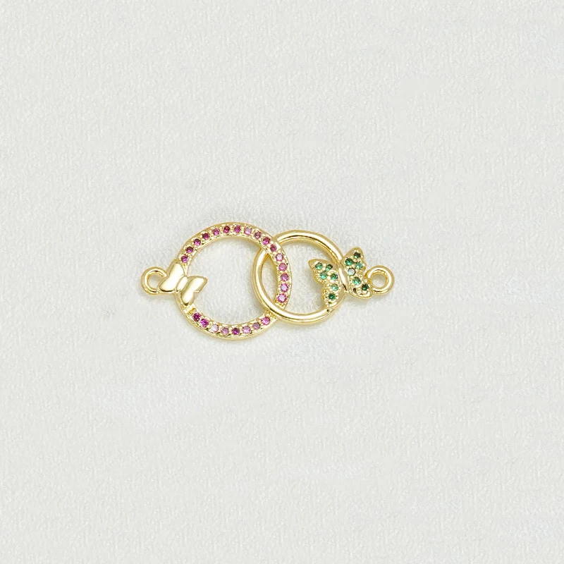 10pcs Hollow Connector for Diy Bracelet Necklace Making Part Copper Inlay Zircon Ring Pin Bow Candy Jewelry Accessorie Wholesale