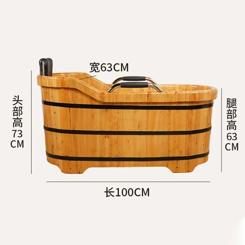 Por Bathtubs Wooden Barrel Sweat Steaming with Cover Full Body Adult Bath Barrel Adult Home Beauty Salon Bath Tub