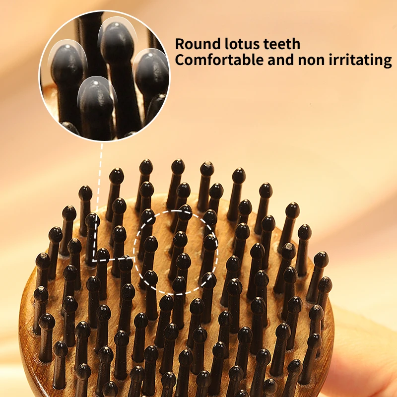 High end sandalwood disc massage comb for scalp dredging, hair follicle and meridian combing