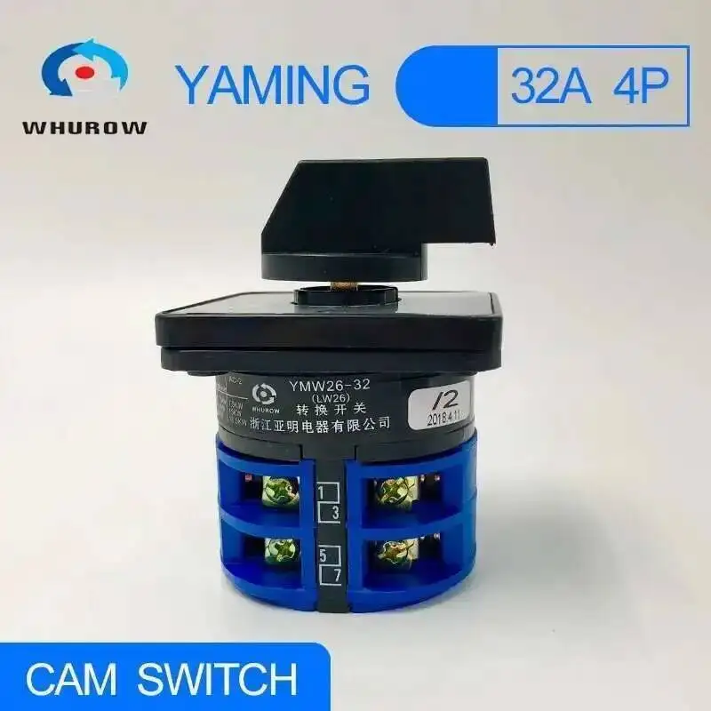 LW26-32/2 YMW26 كهربائي 4 مواضع 8 محطات 2 مستويات مفتاح تبديل الكامة الدوارة مع مسامير 690 فولت 32A اتصال فضي LW28