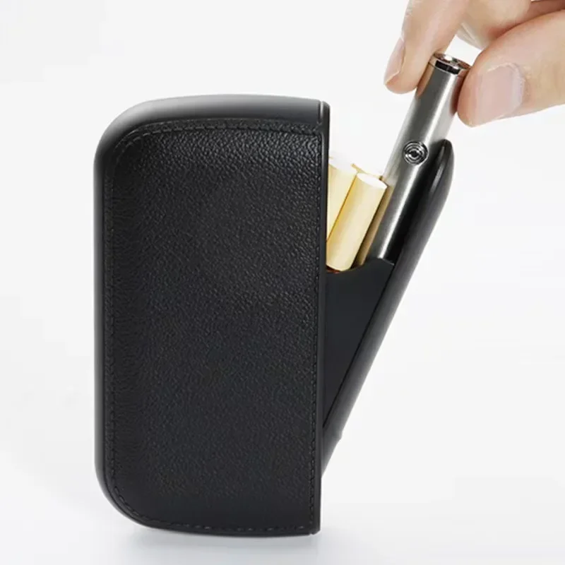 

New Imitation Leather Cigarette Case with USB Tungsten Electronic Lighter Cigarette Case Men's Exquisite Gift Cigarette Tool