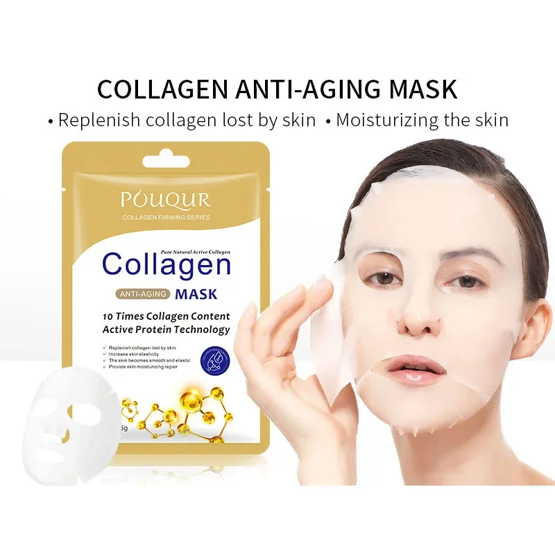 5/10pcs Hyaluronic Acid Collagen Face Mask skincare Moisturizing Firming Hydrating Facial Masks Sheet Mask Korean Skin Care