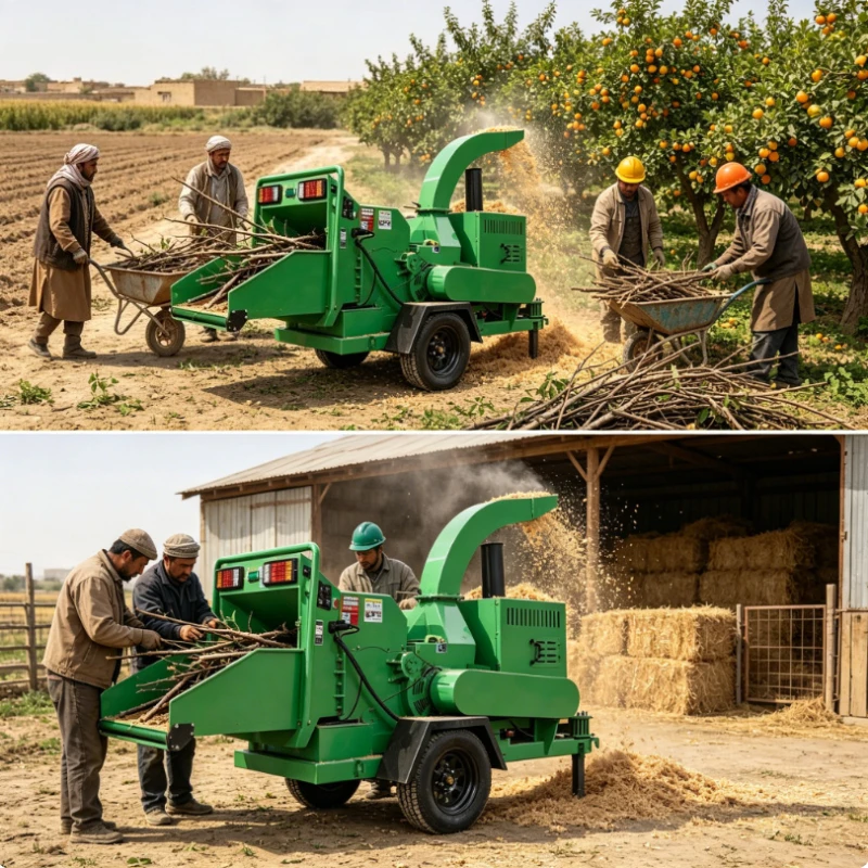 Wood Chipper Wood Shredder Wood Crusher 5 Inch Heavy Duty Diesel Driven Mobile Towable Tree Branch Shredder Biofuel Plant