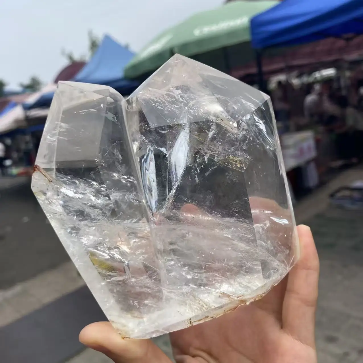 Natural white crystal double-point energy tower, for energy healing, home and office decoration, purification and divination, Fe