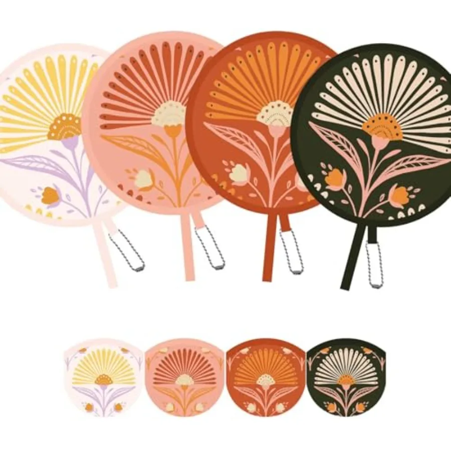 

4 Pack Foldable Hand Fans, Round Handheld Cooling Fans for Weddings, Concerts, Travel, Events, Indoor and Outdoor Use
